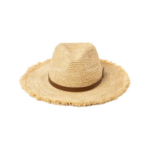 Natural Raffia Straw Hand Crochet Fedora Hat