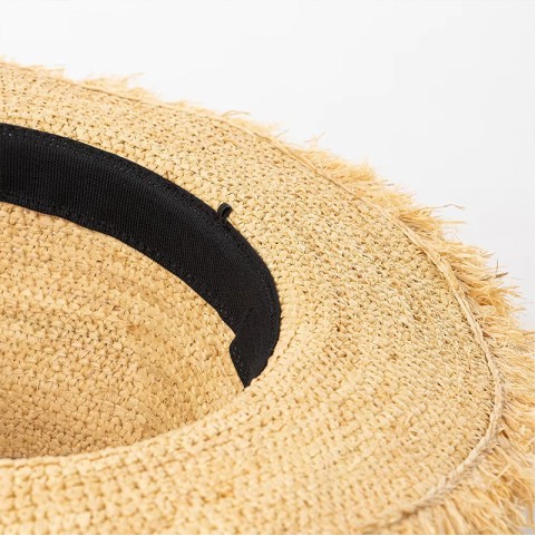 Natural Raffia Straw Hand Crochet Fedora Hat