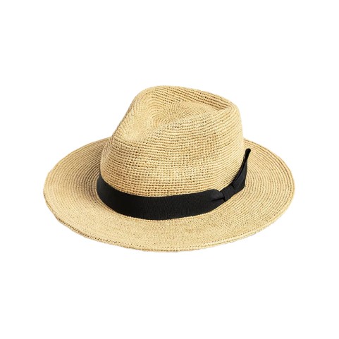 Natural Raffia Straw Fedora Hat