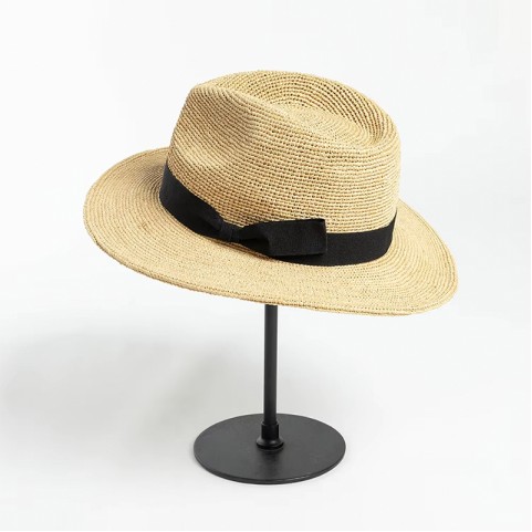 Natural Raffia Straw Fedora Hat