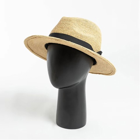 Natural Raffia Straw Fedora Hat