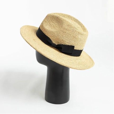 Natural Raffia Straw Fedora Hat