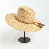 Natural Raffia Straw Wide Brim Fedora Hat