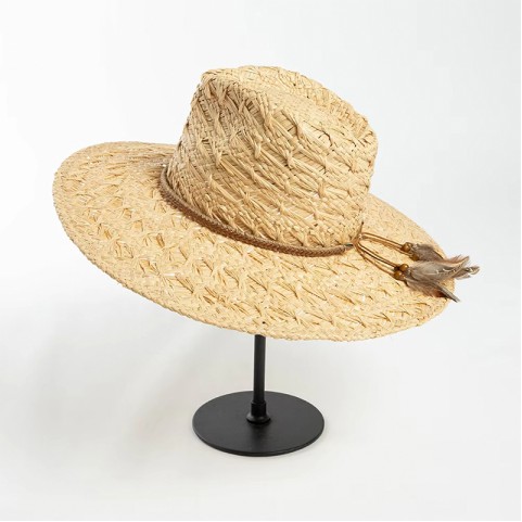 Natural Raffia Straw Wide Brim Fedora Hat