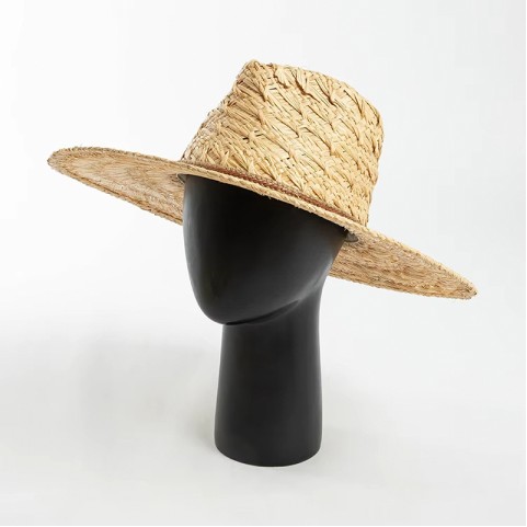 Natural Raffia Straw Wide Brim Fedora Hat