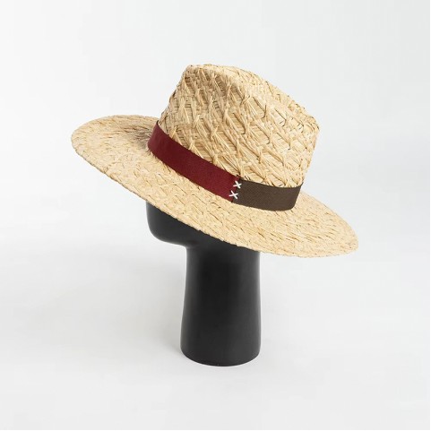 Raffia Straw Wide Brim Fedora Hat