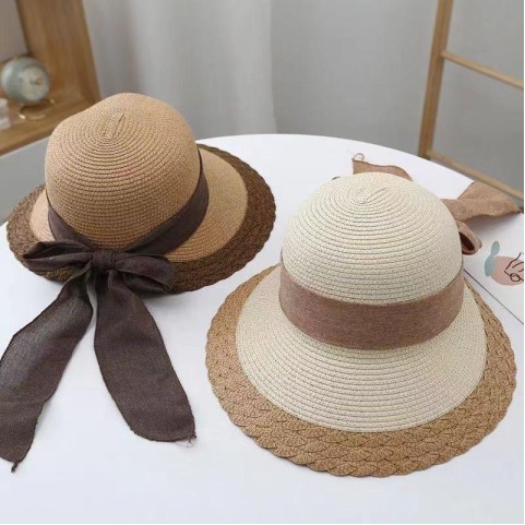 Fashion Wide Brim Natural Straw Sun Hat