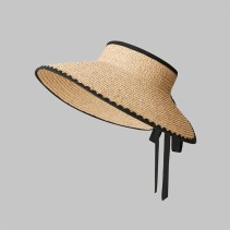 Rollable Wide Brim Raffia Sun Visor Hat