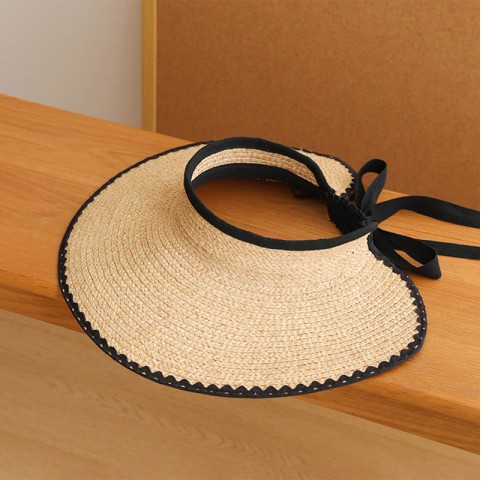 Rollable Wide Brim Raffia Sun Visor Hat