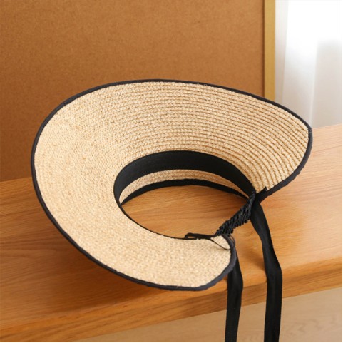 Rollable Wide Brim Raffia Sun Visor Hat