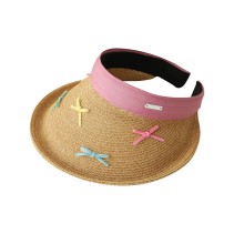Headband-style Straw Sun Hat with Open Crown