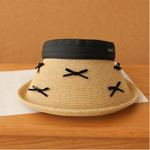 Headband-style Straw Sun Hat with Open Crown