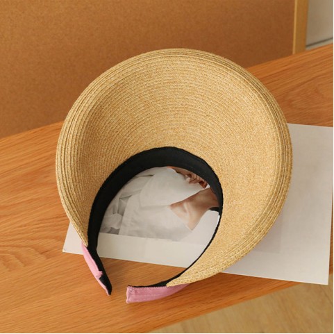 Headband-style Straw Sun Hat with Open Crown