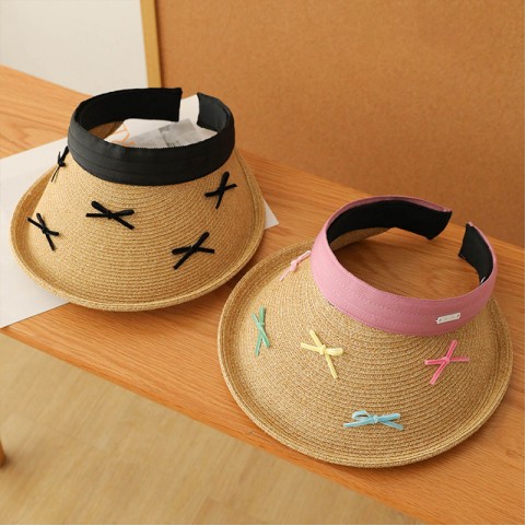 Headband-style Straw Sun Hat with Open Crown