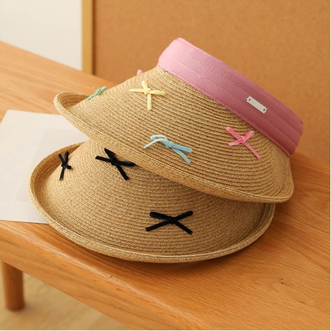 Headband-style Straw Sun Hat with Open Crown